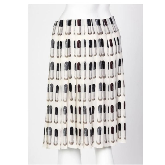 ICONIC PRADA LIPSTICK Pleated Silk SKIRT RUNWAY S/S 2000 Y2K IT 40/ 4 - Picture 6 of 13